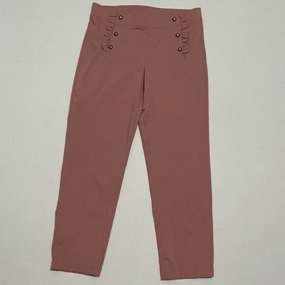 Love Scarlett Straight Leg Cropped Ankle Pants Pull On Dusty Coral Pink 10 - Picture 9 of 15